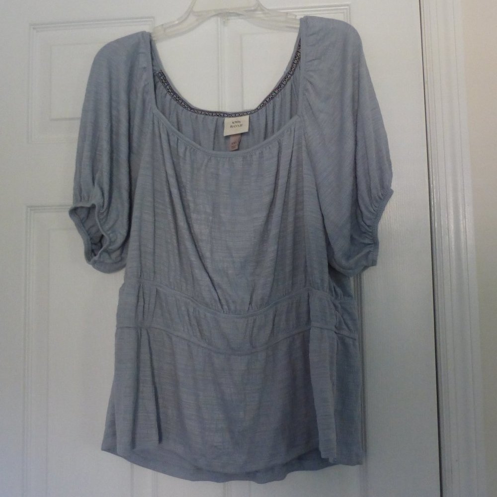 Knox Rose Women's Shirt Baby Powder Blue XXL